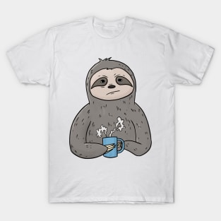 Grumpy Sloth with Coffee Morning Grouch T-Shirt